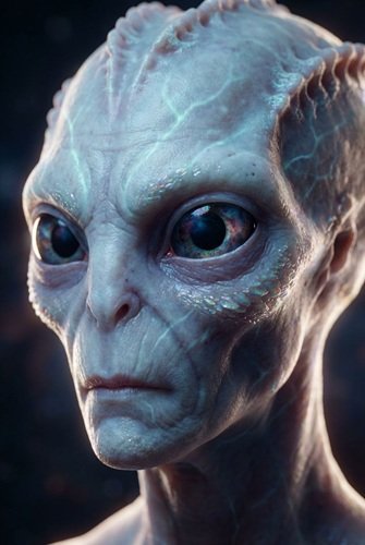 AI Image: Realistic Close-Up Portrait of Scary Alien