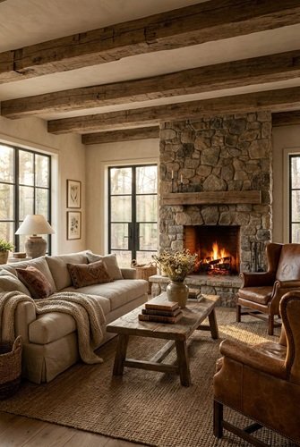AI Image: Rustic Country House Living Room